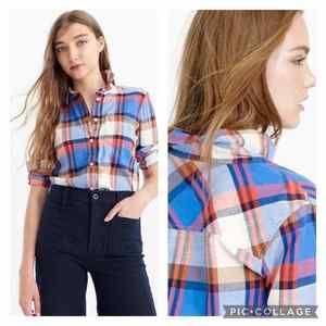 J. Crew Blue and Red Plaid Blouse